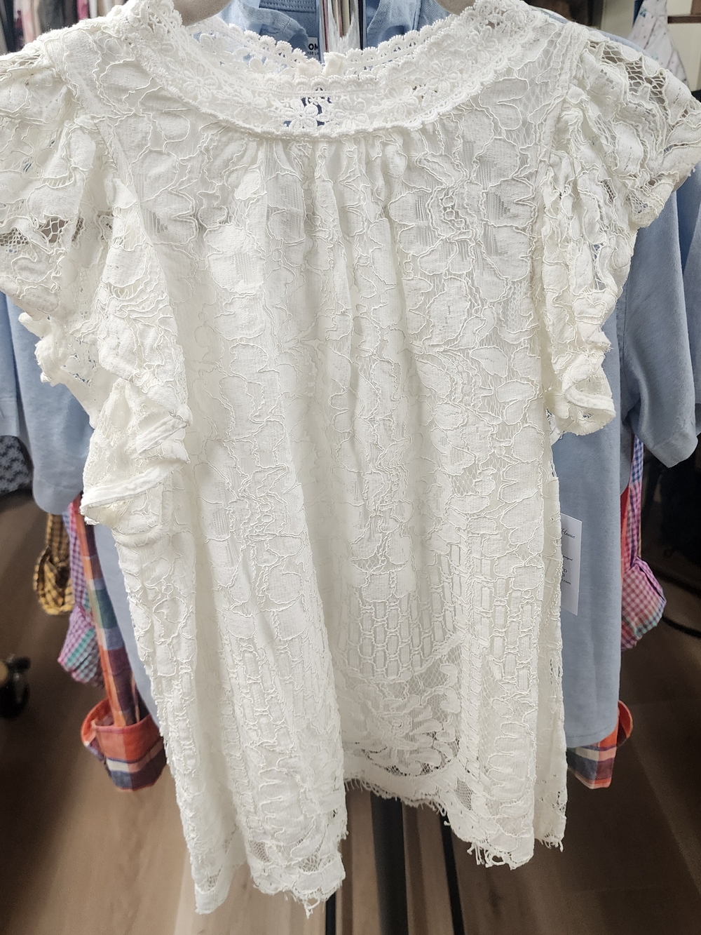 Sweet Love White Lace Ruffle Sleeve Blouse